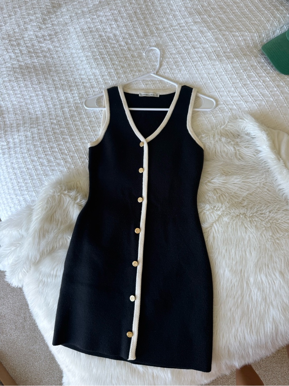 Abercrombie & Fitch Black Sleeveless Knit Mini with Cream Trim